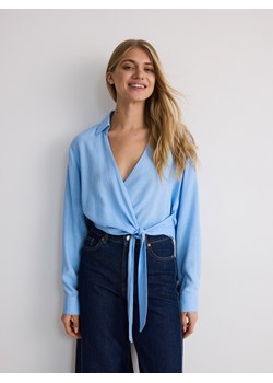 Reserved - Kopertowa koszula z dodatkiem lnu - jasnoniebieski ze sklepu Reserved w kategorii Bluzki damskie - zdjęcie 174123475