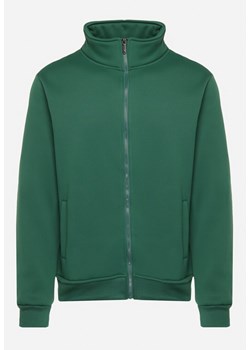 Zielona Bluza z Bawełną Zapinana na Suwak Wykończona Polarem Oadela ze sklepu Born2be Odzież w kategorii Bluzy męskie - zdjęcie 174124179