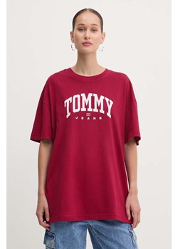 Tommy Jeans t-shirt bawełniany damski kolor bordowy DW0DW18403 ze sklepu ANSWEAR.com w kategorii Bluzki damskie - zdjęcie 174126969