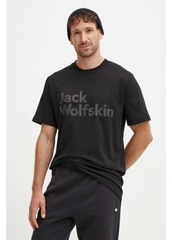 Jack Wolfskin t-shirt bawełniany Brand męski kolor czarny z nadrukiem 1809591 ze sklepu ANSWEAR.com w kategorii T-shirty męskie - zdjęcie 174127028