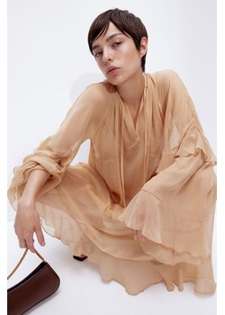 H & M - Szyfonowa sukienka z falbanami - Beżowy ze sklepu H&M w kategorii Sukienki - zdjęcie 174127327