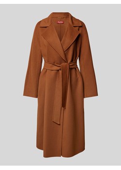 Płaszcz z żywej wełny z wiązanym paskiem model ‘CLES’ ze sklepu Peek&Cloppenburg  w kategorii Płaszcze damskie - zdjęcie 174128298