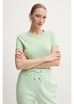 Pinko t-shirt bawełniany damski kolor zielony 100355 A227 ze sklepu ANSWEAR.com w kategorii Bluzki damskie - zdjęcie 174130409