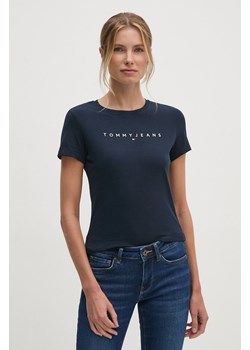 Tommy Jeans t-shirt bawełniany damski kolor granatowy DW0DW18398 ze sklepu ANSWEAR.com w kategorii Bluzki damskie - zdjęcie 174130439