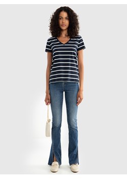 Koszulka damska z dekoltem v-neck w paski granatowa Retina 403 ze sklepu Big Star w kategorii Bluzki damskie - zdjęcie 174132438