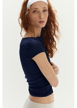 H & M - Prześwitujący T-shirt w prążki - Niebieski ze sklepu H&M w kategorii Bluzki damskie - zdjęcie 174136197