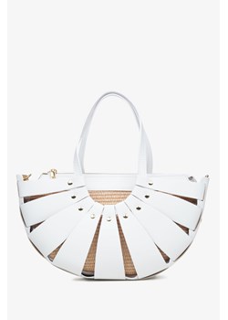 Estro: Biała torebka damska typu koszyk z włoskiej skóry naturalnej ze sklepu Estro w kategorii Torby Shopper bag - zdjęcie 174137408