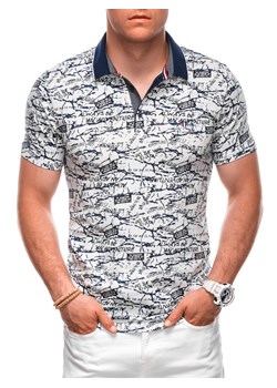 Koszulka męska Polo z nadrukiem 1998S - biała ze sklepu Edoti w kategorii T-shirty męskie - zdjęcie 174140727
