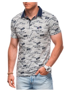 Koszulka męska Polo z nadrukiem 1998S - szara ze sklepu Edoti w kategorii T-shirty męskie - zdjęcie 174140736