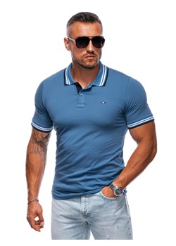 Koszulka męska Polo bez nadruku 1995S - niebieska ze sklepu Edoti w kategorii T-shirty męskie - zdjęcie 174140775