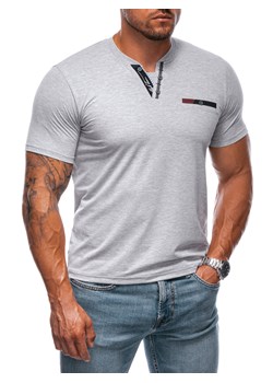 T-shirt męski bez nadruku 2015S - szary ze sklepu Edoti w kategorii T-shirty męskie - zdjęcie 174140788