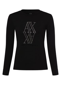 Armani Exchange Damska koszulka z długim rękawem Kobiety Bawełna czarny jednolity ze sklepu vangraaf w kategorii Bluzki damskie - zdjęcie 174141159