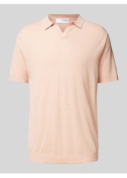 Koszulka polo lniana o kroju slim fit z wykładanym kołnierzem model ‘LAKE’ ze sklepu Peek&Cloppenburg  w kategorii T-shirty męskie - zdjęcie 174141806