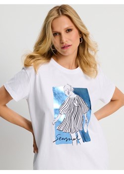 Sinsay - Koszulka z nadrukiem - biały ze sklepu Sinsay w kategorii Bluzki damskie - zdjęcie 174144977