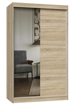 Garderoba dwudrzwiowa z lustrem 120 cm dąb sonoma - Stoflis 10X ze sklepu Edinos.pl w kategorii Szafy - zdjęcie 174147365