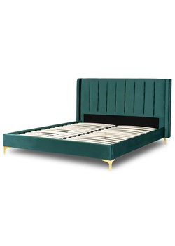 Zielone łóżko małżeńskie glamour z zagłówkiem 160x200 - Eblo ze sklepu Edinos.pl w kategorii Łóżka i materace - zdjęcie 174147686