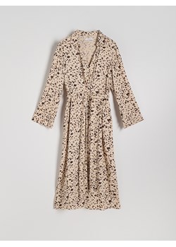 Reserved - Wzorzysta sukienka midi - beżowy ze sklepu Reserved w kategorii Sukienki - zdjęcie 174148185
