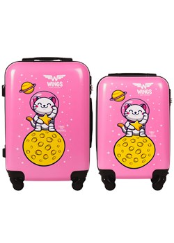 WINGS KIDS ZESTAW 2 WALIZEK KABINOWYCH PINK ASTRONAUT S+XS ze sklepu WINGS w kategorii Walizki - zdjęcie 174148206