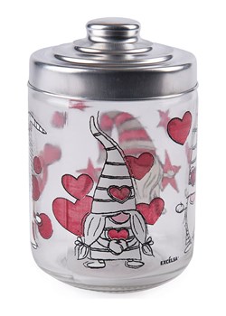 Trendy Kitchen by EXCÉLSA Pojemnik &quot;Gnome Sweet Home&quot; w kolorze srebrno-biało-czerwonym - 0,8 l ze sklepu Limango Polska w kategorii Pojemniki kuchenne - zdjęcie 174150196