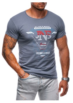 T-shirt męski z nadrukiem 2021S - szary ze sklepu Edoti w kategorii T-shirty męskie - zdjęcie 174152285