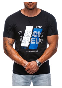 T-shirt męski z nadrukiem 2023S - czarny ze sklepu Edoti w kategorii T-shirty męskie - zdjęcie 174152288