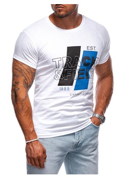 T-shirt męski z nadrukiem 2023S - biały ze sklepu Edoti w kategorii T-shirty męskie - zdjęcie 174152306