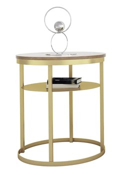 Okrągły stolik kawowy glamour dąb lancelot + złoty S1-T19 ze sklepu Edinos.pl w kategorii Stoliki kawowe - zdjęcie 174154556
