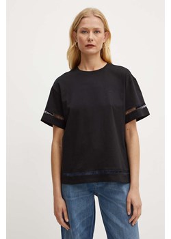 Twinset t-shirt bawełniany damski kolor czarny 242TP2501 ze sklepu ANSWEAR.com w kategorii Bluzki damskie - zdjęcie 174157445