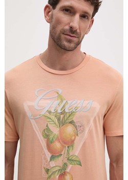 Guess t-shirt bawełniany męski kolor pomarańczowy z nadrukiem M4GI48 K9RM1 ze sklepu ANSWEAR.com w kategorii T-shirty męskie - zdjęcie 174160365