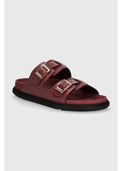 Birkenstock klapki skórzane St Barths damskie kolor bordowy 1027803 ze sklepu PRM w kategorii Klapki damskie - zdjęcie 174160918