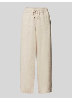 Spodnie lniane z szeroką nogawką o długości 3/4 ze sklepu Peek&Cloppenburg  w kategorii Spodnie damskie - zdjęcie 174161385