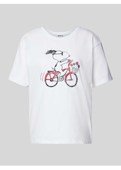 T-shirt z prążkowanym okrągłym dekoltem ze sklepu Peek&Cloppenburg  w kategorii Bluzki damskie - zdjęcie 174161517