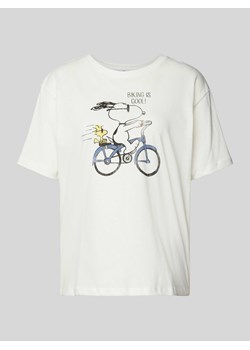 T-shirt z prążkowanym okrągłym dekoltem ze sklepu Peek&Cloppenburg  w kategorii Bluzki damskie - zdjęcie 174161809