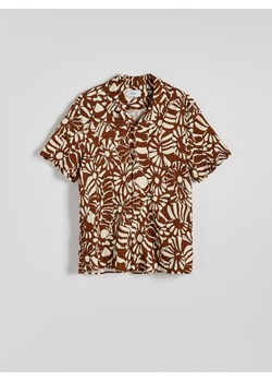 Reserved - Wzorzysta koszula comfort fit - ciemnobrązowy ze sklepu Reserved w kategorii Koszule męskie - zdjęcie 174163707