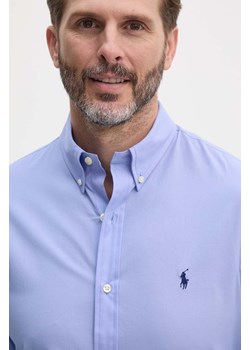 Polo Ralph Lauren koszula męska kolor niebieski slim z kołnierzykiem button-down 710929348 ze sklepu ANSWEAR.com w kategorii Koszule męskie - zdjęcie 174166035