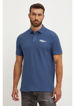 Tommy Hilfiger polo bawełniane kolor niebieski z aplikacją MW0MW35603 ze sklepu ANSWEAR.com w kategorii T-shirty męskie - zdjęcie 174166096