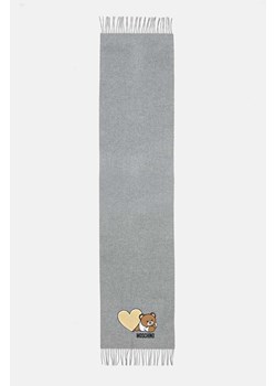 Moschino szalik wełniany kolor szary z aplikacją M3167 30816 ze sklepu ANSWEAR.com w kategorii Szaliki i chusty damskie - zdjęcie 174166125
