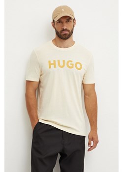 HUGO t-shirt bawełniany kolor żółty z nadrukiem 50467556 ze sklepu ANSWEAR.com w kategorii T-shirty męskie - zdjęcie 174166536