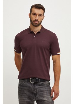 BOSS polo bawełniane kolor bordowy gładki ze sklepu ANSWEAR.com w kategorii T-shirty męskie - zdjęcie 174166548