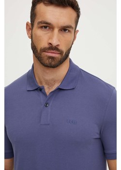 BOSS polo bawełniane kolor niebieski gładki 50468301 ze sklepu ANSWEAR.com w kategorii T-shirty męskie - zdjęcie 174166556