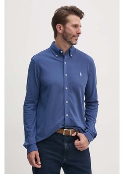 Polo Ralph Lauren koszula bawełniana męska kolor niebieski regular z kołnierzykiem button-down ze sklepu ANSWEAR.com w kategorii Koszule męskie - zdjęcie 174166575