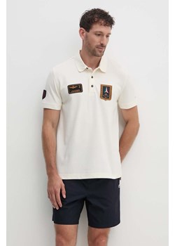 Aeronautica Militare polo męski kolor beżowy z aplikacją ze sklepu ANSWEAR.com w kategorii T-shirty męskie - zdjęcie 174166647