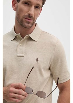 Polo Ralph Lauren polo bawełniane kolor beżowy gładki 710534735 ze sklepu ANSWEAR.com w kategorii T-shirty męskie - zdjęcie 174166656