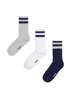 Cropp - 3 pack skarpet w paski - granatowy ze sklepu Cropp w kategorii Skarpetki męskie - zdjęcie 174167249