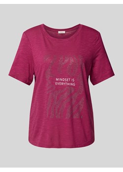 T-shirt z prążkowanym okrągłym dekoltem ze sklepu Peek&Cloppenburg  w kategorii Bluzki damskie - zdjęcie 174167709