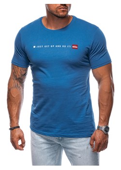 T-shirt męski z nadrukiem 2013S - niebieski ze sklepu Edoti w kategorii T-shirty męskie - zdjęcie 174167946