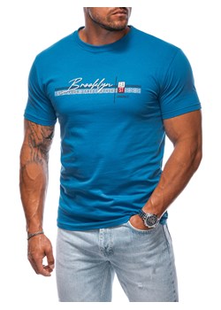 T-shirt męski z nadrukiem 2011S - niebieski ze sklepu Edoti w kategorii T-shirty męskie - zdjęcie 174167958