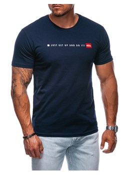 T-shirt męski z nadrukiem 2013S - granatowy ze sklepu Edoti w kategorii T-shirty męskie - zdjęcie 174167978