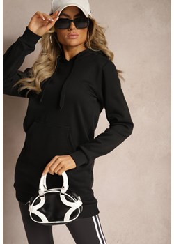 Czarna Bluza z Dodatkiem Bawełny Ozdobiona Sznurkami z Kapturem Mivasia ze sklepu Renee odzież w kategorii Bluzy damskie - zdjęcie 174168647
