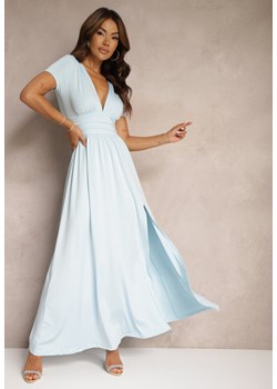 Miętowa Sukienka Maxi z Rozkloszowanym Dołem i Rozcięciem Zarya ze sklepu Renee odzież w kategorii Sukienki - zdjęcie 174168707